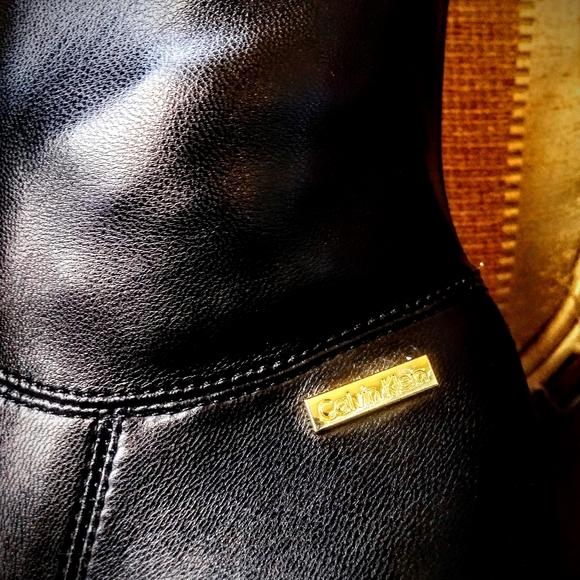 Calvin Klein Pammie Black Leather Boots - Picture 4 of 6